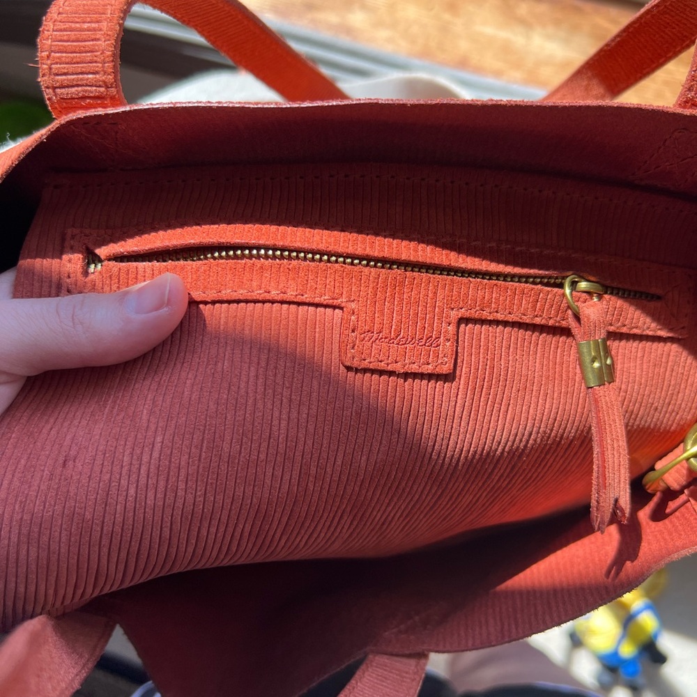 Madewell Orange Transport Italian Corduroy Suede Tote Bag - Picture 7 of 7